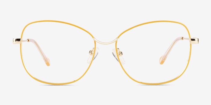 Maude Yellow Gold Metal Eyeglass Frames from EyeBuyDirect