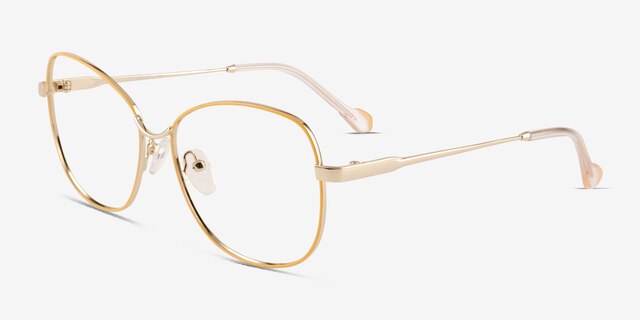 Maude Yellow Gold MetalEyeglass Frames from EyeBuyDirect, Angle View