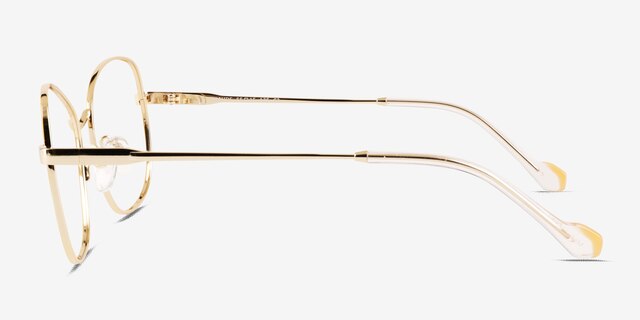 Maude Yellow Gold MetalEyeglass Frames from EyeBuyDirect, Side View