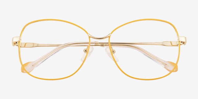 Maude Yellow Gold MetalEyeglass Frames from EyeBuyDirect, Closed View