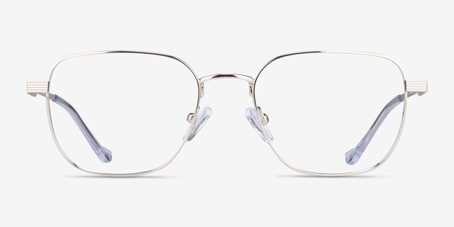 Shiloh Shiny Silver MetalEyeglass Frames from EyeBuyDirect, Front View