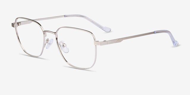 Shiloh Shiny Silver MetalEyeglass Frames from EyeBuyDirect, Angle View
