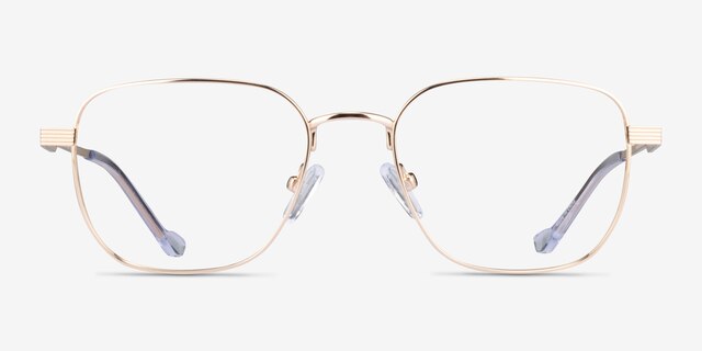 Shiloh Shiny Gold MétalMontures de lunettes de vue d'EyeBuyDirect, Vue de Face