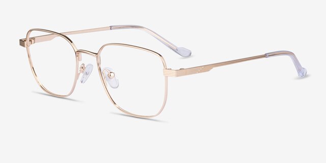 Shiloh Shiny Gold MétalMontures de lunettes de vue d'EyeBuyDirect, Vue d'Angle