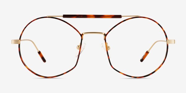Art Tortoise Gold Métal Montures de lunettes de vue