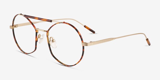Art Tortoise Gold MetalEyeglass Frames from EyeBuyDirect, Angle View