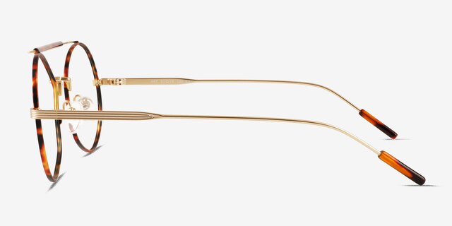 Art Tortoise Gold MetalEyeglass Frames from EyeBuyDirect, Side View