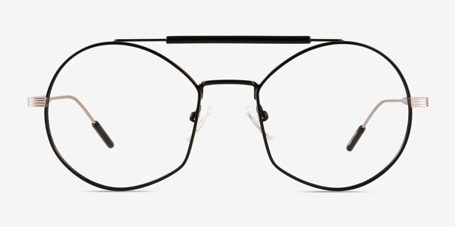 Art Silver Black MetalEyeglass Frames from EyeBuyDirect, Front View