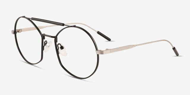 Art Silver Black MetalEyeglass Frames from EyeBuyDirect, Angle View
