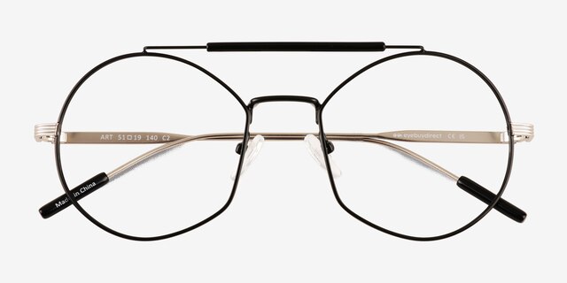 Art Silver Black MetalEyeglass Frames from EyeBuyDirect, Closed View