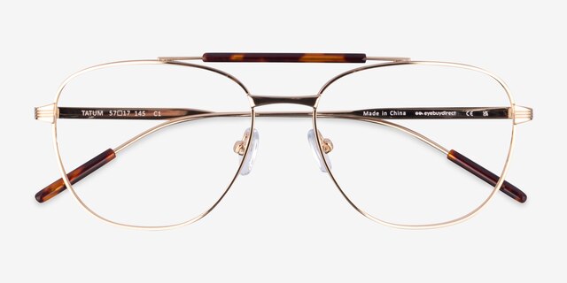 Tatum Tortoise Gold MetalEyeglass Frames from EyeBuyDirect, Closed View