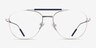 Tatum Navy Matte Silver MetalEyeglass Frames from EyeBuyDirect, Front View