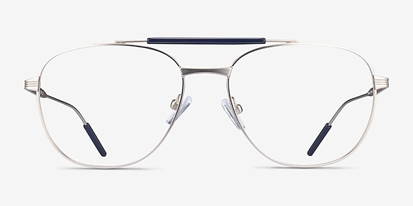 Tatum Navy Matte Silver Métal Montures de lunettes de vue