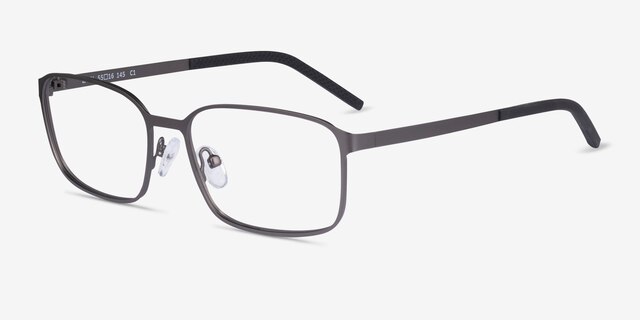 Zayn Matte Gunmetal MetalEyeglass Frames from EyeBuyDirect, Angle View