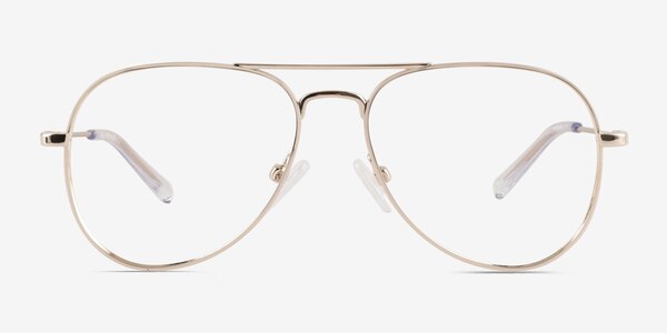 Buzz Shiny Gold Metal Eyeglass Frames