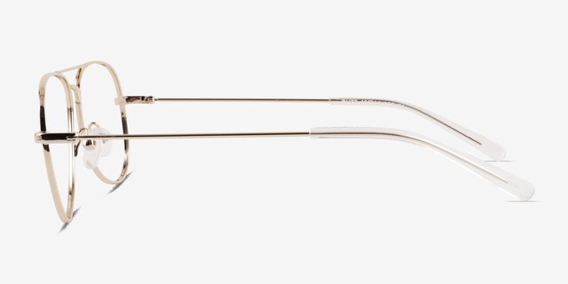 Buzz Shiny Gold MetalEyeglass Frames from EyeBuyDirect, Side View