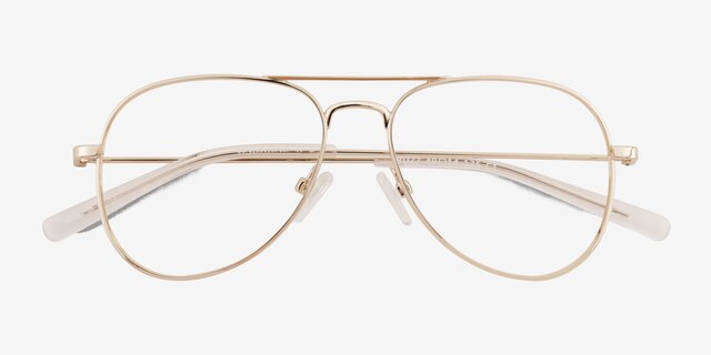 Buzz Shiny Gold MetalEyeglass Frames from EyeBuyDirect, Closed View