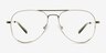 Buzz Shiny Silver Green MetalEyeglass Frames from EyeBuyDirect, Front View