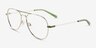 Buzz Shiny Silver Green MetalEyeglass Frames from EyeBuyDirect, Angle View