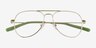Buzz Shiny Silver Green MetalEyeglass Frames from EyeBuyDirect, Closed View