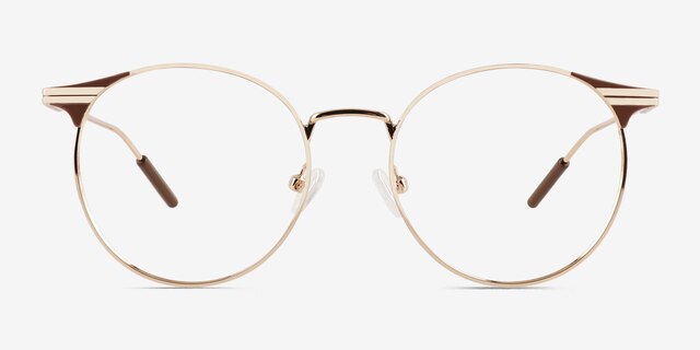 Mastery Gold Brown MetalEyeglass Frames from EyeBuyDirect, Front View