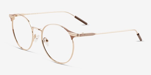 Mastery Gold Brown MetalEyeglass Frames from EyeBuyDirect, Angle View
