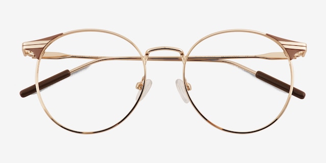 Mastery Gold Brown MetalEyeglass Frames from EyeBuyDirect, Closed View