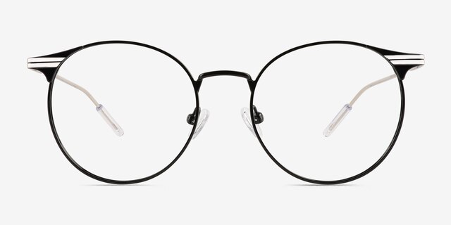 Mastery Black Silver MetalEyeglass Frames from EyeBuyDirect, Front View