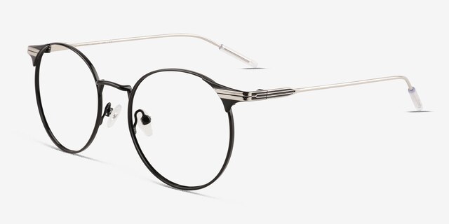 Mastery Black Silver MetalEyeglass Frames from EyeBuyDirect, Angle View