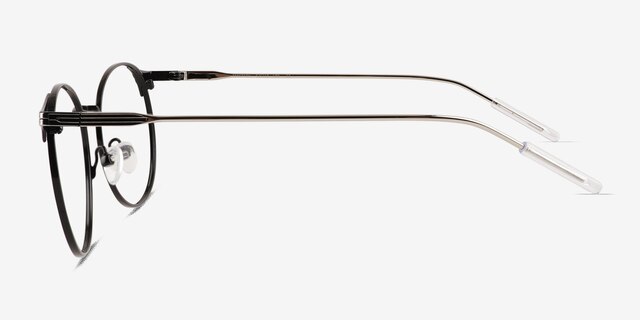 Mastery Black Silver MetalEyeglass Frames from EyeBuyDirect, Side View