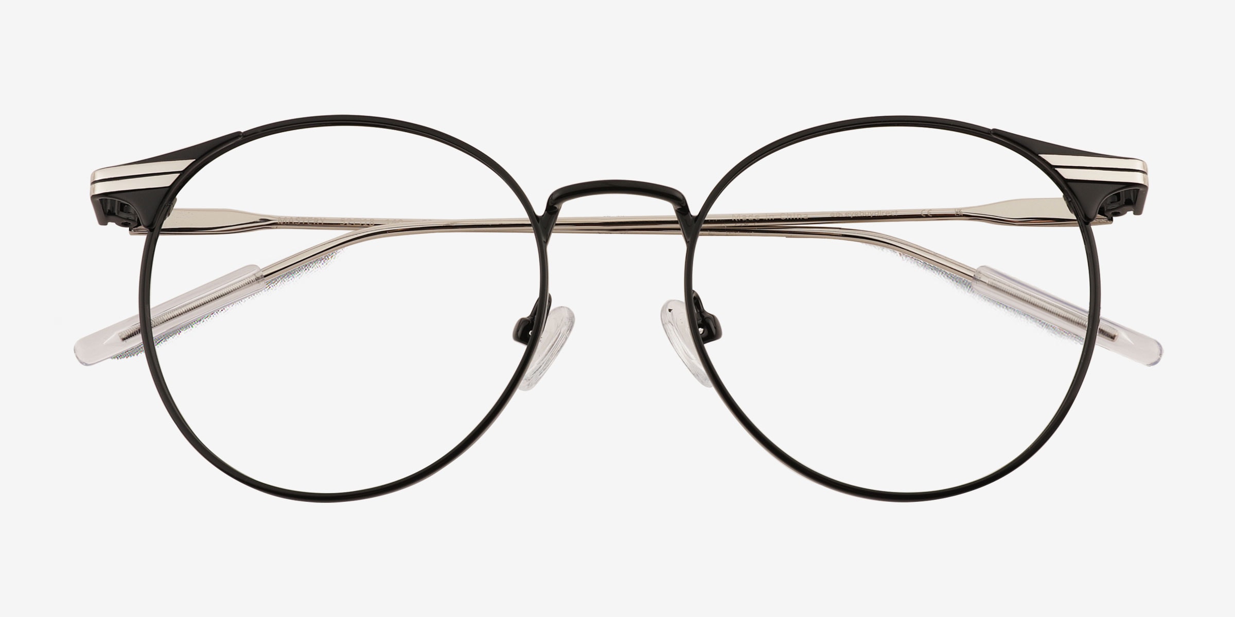 Mastery Round Black Silver Full Rim Eyeglasses | Eyebuydirect Canada