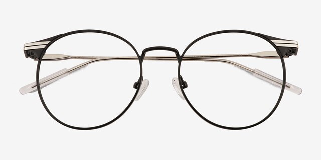 Mastery Black Silver MetalEyeglass Frames from EyeBuyDirect, Closed View