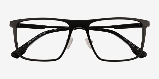 Rev Matte Black Aluminium-alloyEyeglass Frames from EyeBuyDirect, Closed View