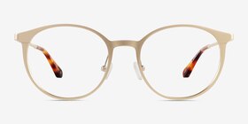Accel Matte Gold Aluminium-alloy Montures de lunettes de vue d'EyeBuyDirect, Vue de Face