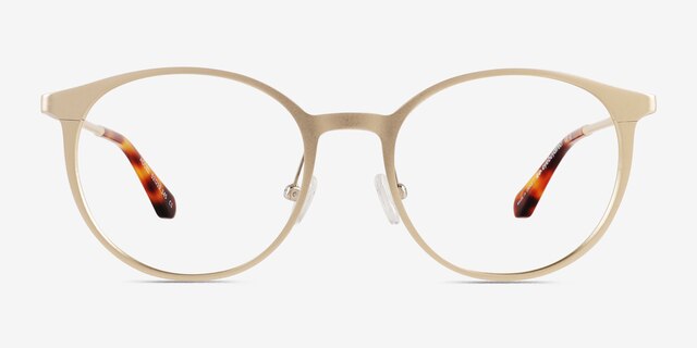 Accel Matte Gold Aluminium-alloyEyeglass Frames from EyeBuyDirect, Front View