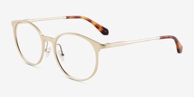 Accel Matte Gold Aluminium-alloy Montures de lunettes de vue d'EyeBuyDirect, Vue d'Angle