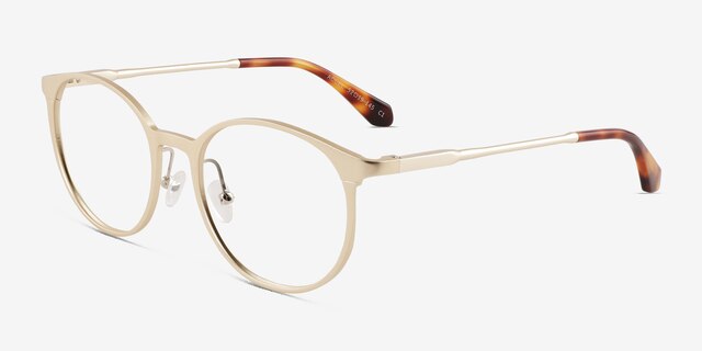 Accel Matte Gold Aluminium-alloyEyeglass Frames from EyeBuyDirect, Angle View