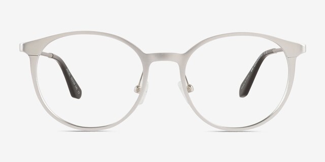 Accel Matte Silver Aluminium-alloyEyeglass Frames from EyeBuyDirect, Front View