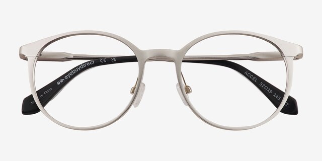 Accel Matte Silver Aluminium-alloyEyeglass Frames from EyeBuyDirect, Closed View