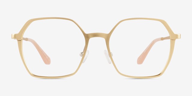 Turbo Matte Gold Aluminium-alloyEyeglass Frames from EyeBuyDirect, Front View