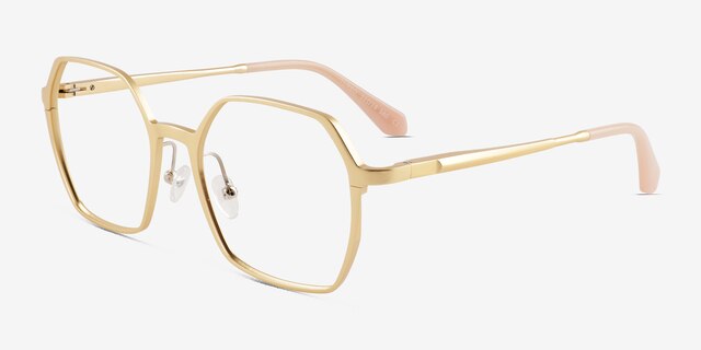 Turbo Matte Gold Aluminium-alloyEyeglass Frames from EyeBuyDirect, Angle View