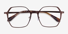 Turbo Matte Brown Aluminium-alloy Montures de lunettes de vue d'EyeBuyDirect, Vue Rapprochée