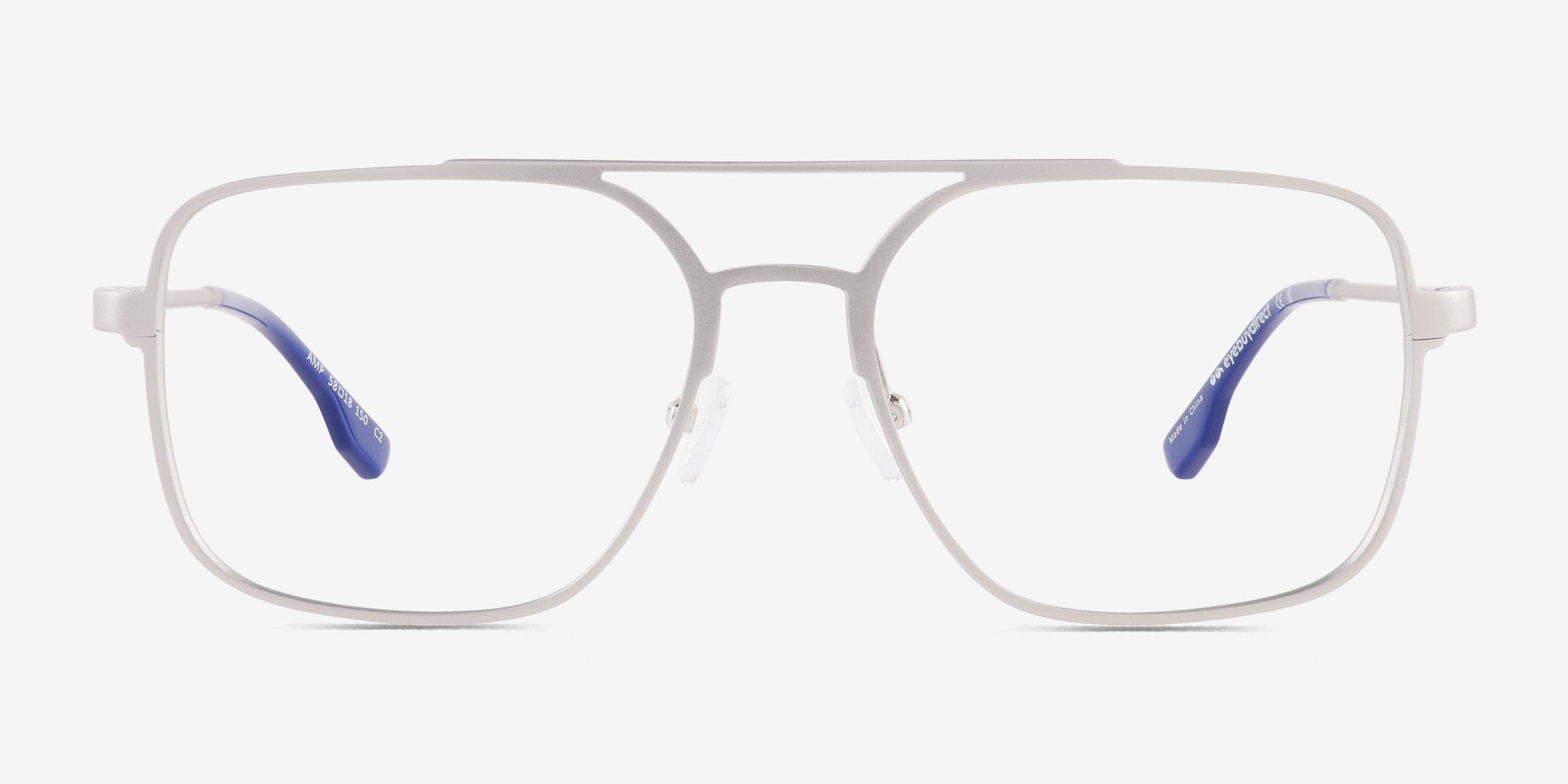 Amp Aviator Matte Silver Glasses for Men | Eyebuydirect