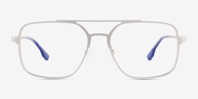 Amp Matte Silver Aluminium-alloyEyeglass Frames from EyeBuyDirect, Front View