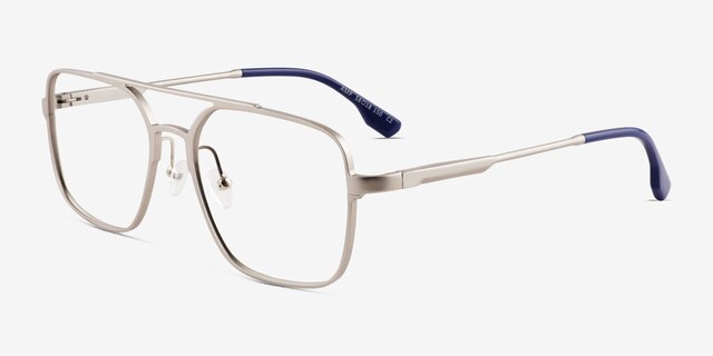 Amp Matte Silver Aluminium-alloyEyeglass Frames from EyeBuyDirect, Angle View
