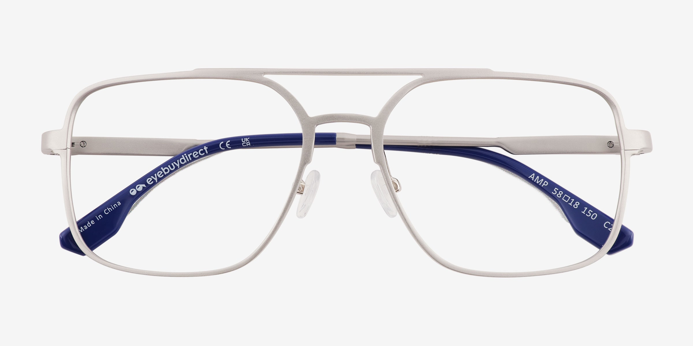 Amp Aviator Matte Silver Glasses for Men | Eyebuydirect