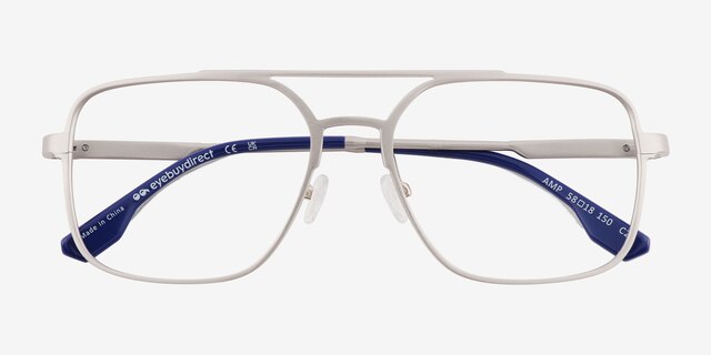 Amp Matte Silver Aluminium-alloyEyeglass Frames from EyeBuyDirect, Closed View