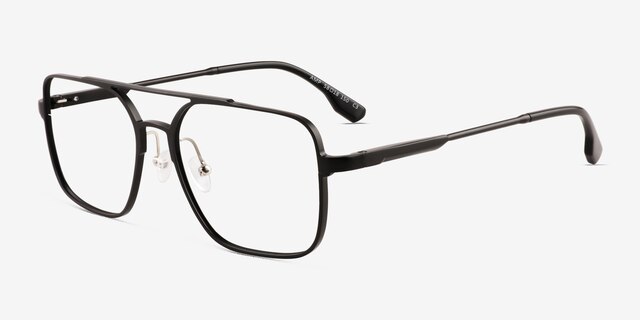 Amp Matte Black Aluminium-alloyEyeglass Frames from EyeBuyDirect, Angle View