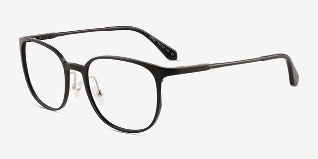 Zoom Matte Black Aluminium-alloyEyeglass Frames from EyeBuyDirect, Angle View