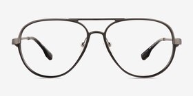 Torque Matte Gunmetal Aluminium-alloy Montures de lunettes de vue d'EyeBuyDirect, Vue de Face